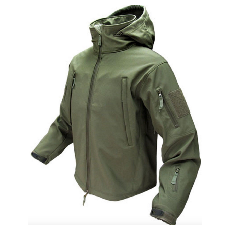 GIACCA MILITARE SOFT SHELL VERDE OD CONDOR AMERICANA IN TEFLON ZIP YKK