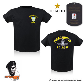 T-SHIRT MILITARE PARACADUTISTI FOLGORE NERA MANICA CORTA