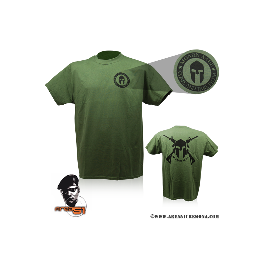 T-SHIRT MAGLIA SPARTAN  MOLON LABE VERDE