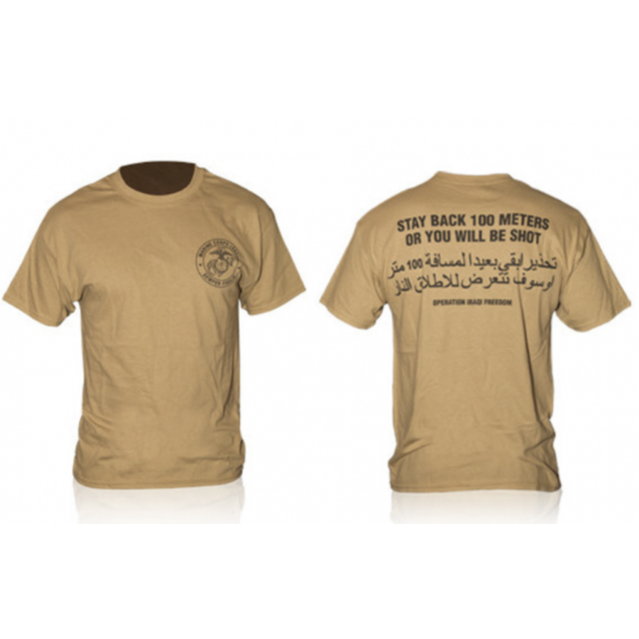T-SHIRT MILITARE MARINES CORPS  CON FRASE COLOR DESERT