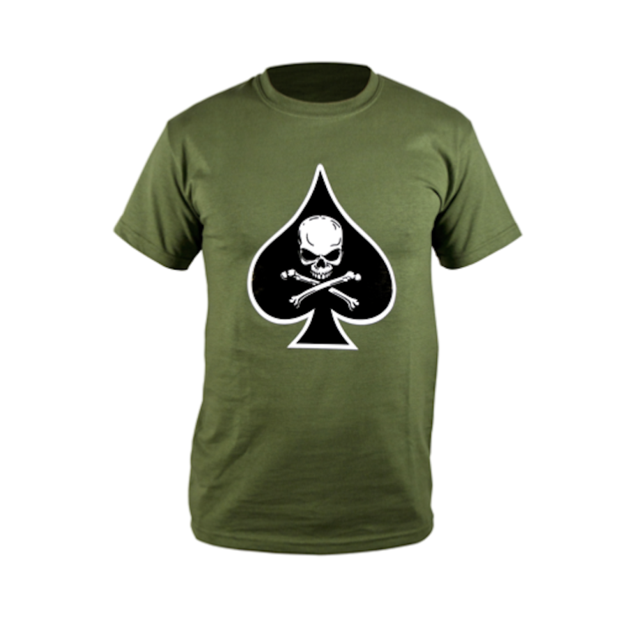 T-SHIRT MILITARE USMC ASSO DI PICCHE VERDE