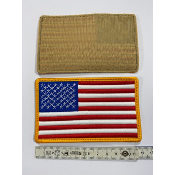Patch Toppa Ricamata Bandiera USA Stati Uniti Americano Mimetico Nero Airsoft 