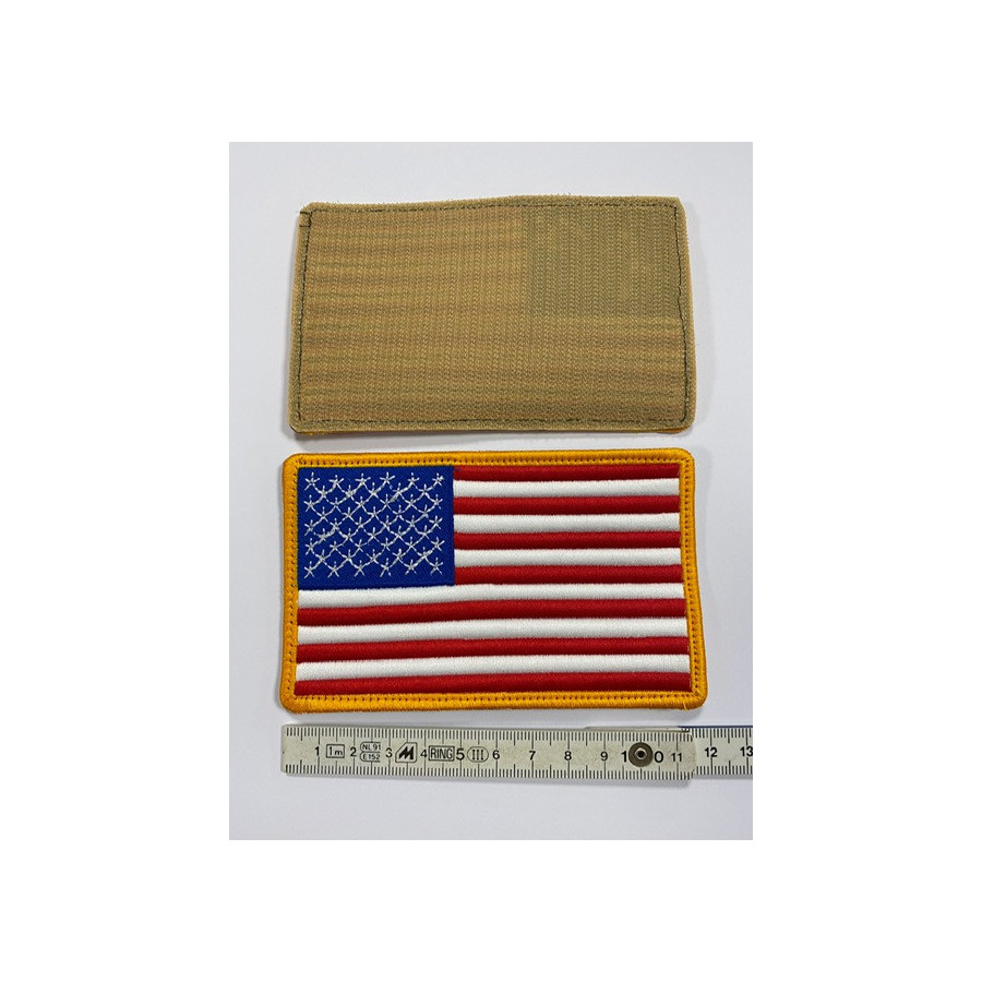 3,2 x 2,0 Pollici 16 Pezzi Patch Bandiera Americana Patch Tattiche Patch Flag Americana US con Bordo Oro Ricamato Toppa per Abbigliamento Applique 