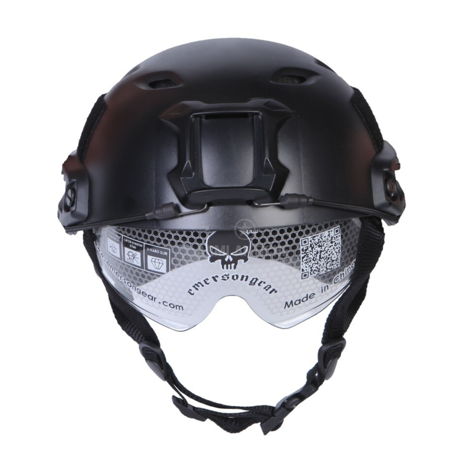 CASCO ELMETTO  FAST HELMET  SOFT AIR NERO CON VISIERA