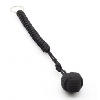 Portachiavi tattico militare con sfera in acciaio intrecciato Paracord