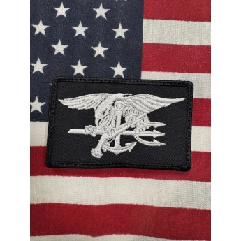Patch ricamato brevetto Navy Seals marina militare americana nero
