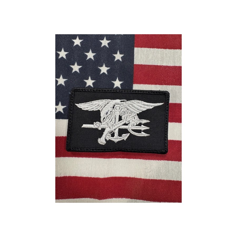 Patch ricamato brevetto Navy Seals marina militare americana nero