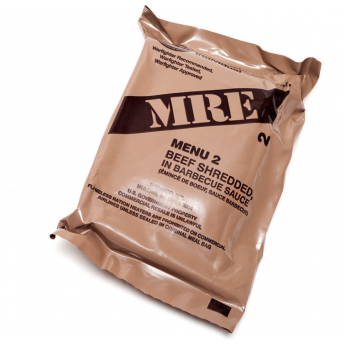 Razione k MRE Militare Americana con Manzo sfilacciato in salsa barbecue menu 2