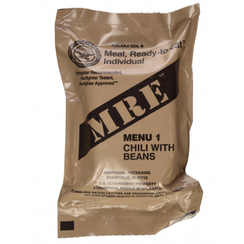 Razione k MRE Militare Americana menu 1 con Chili e Fagioli